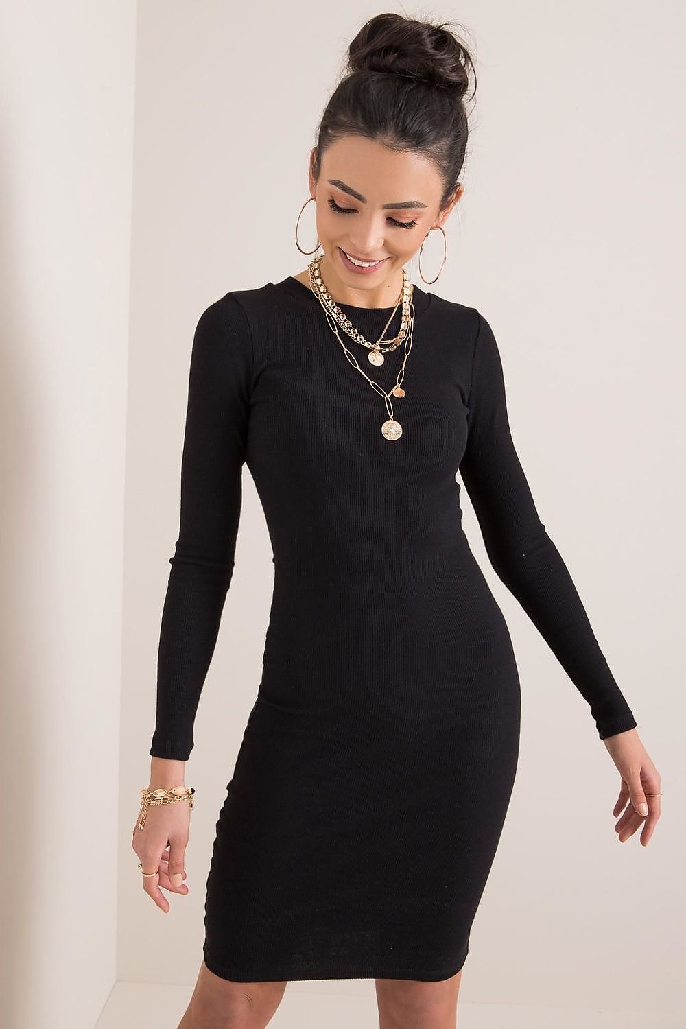 Black Essential Pencil Fit Dress – Front View