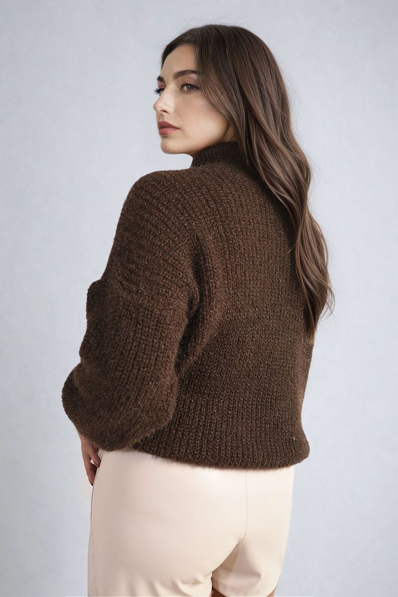 Buttons Long Sleeves Chunky Knit Top