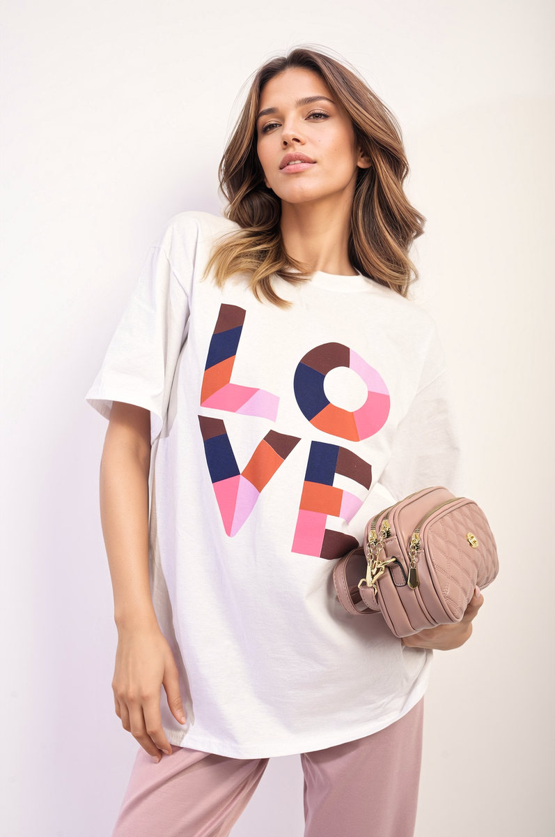 Oversized Love Slogan Print Top