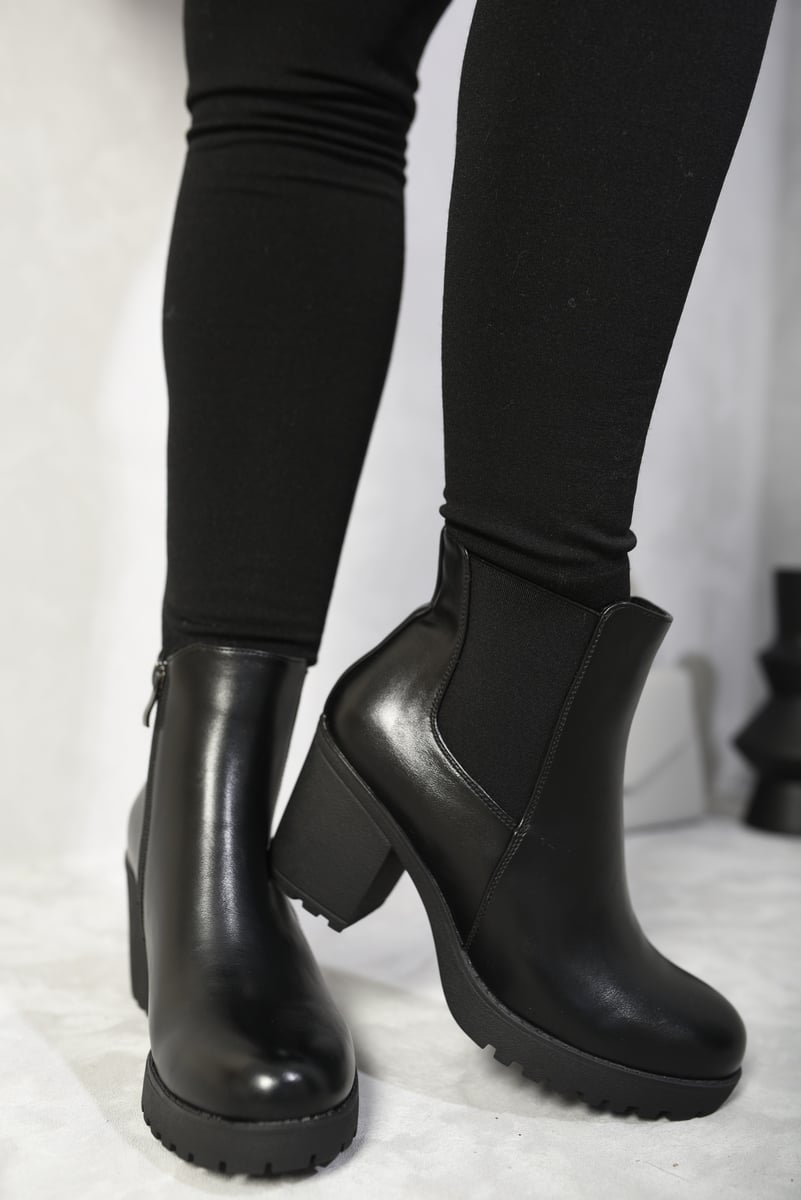 Block Chunky Heel Ankle Boots