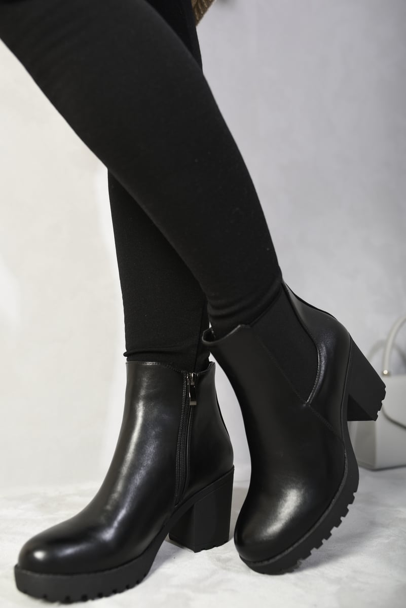 Block Chunky Heel Ankle Boots