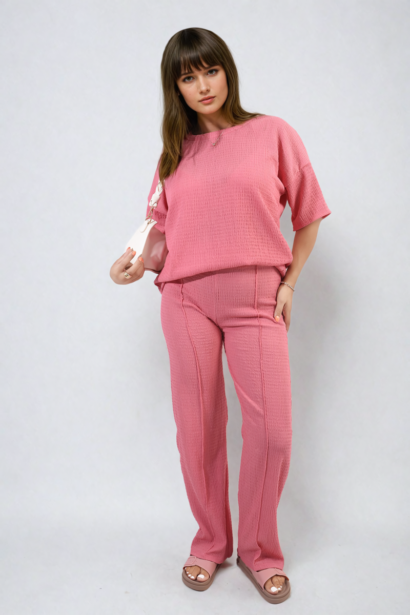 Cheesecloth Pattern Top and Trouser Co-ord Set