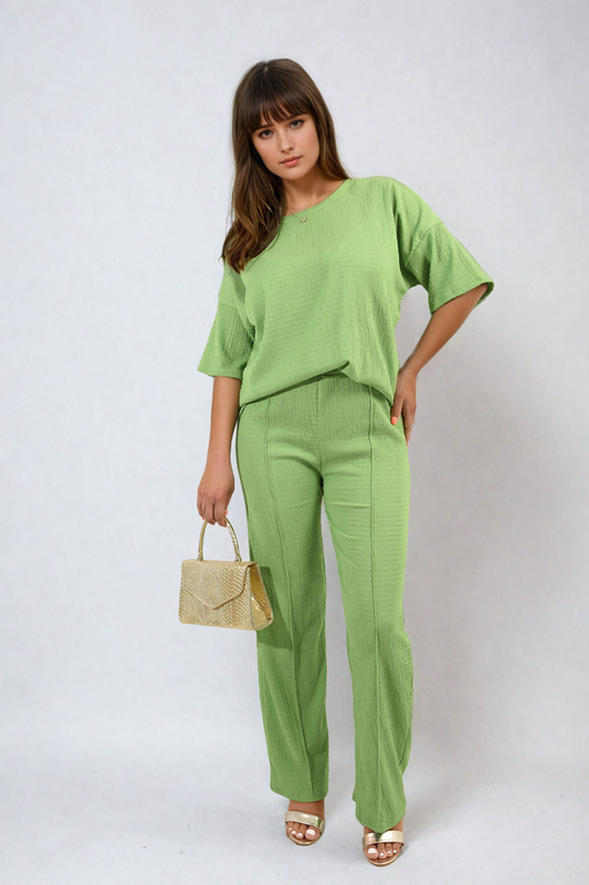 Cheesecloth Pattern Top and Trouser Co-ord Set