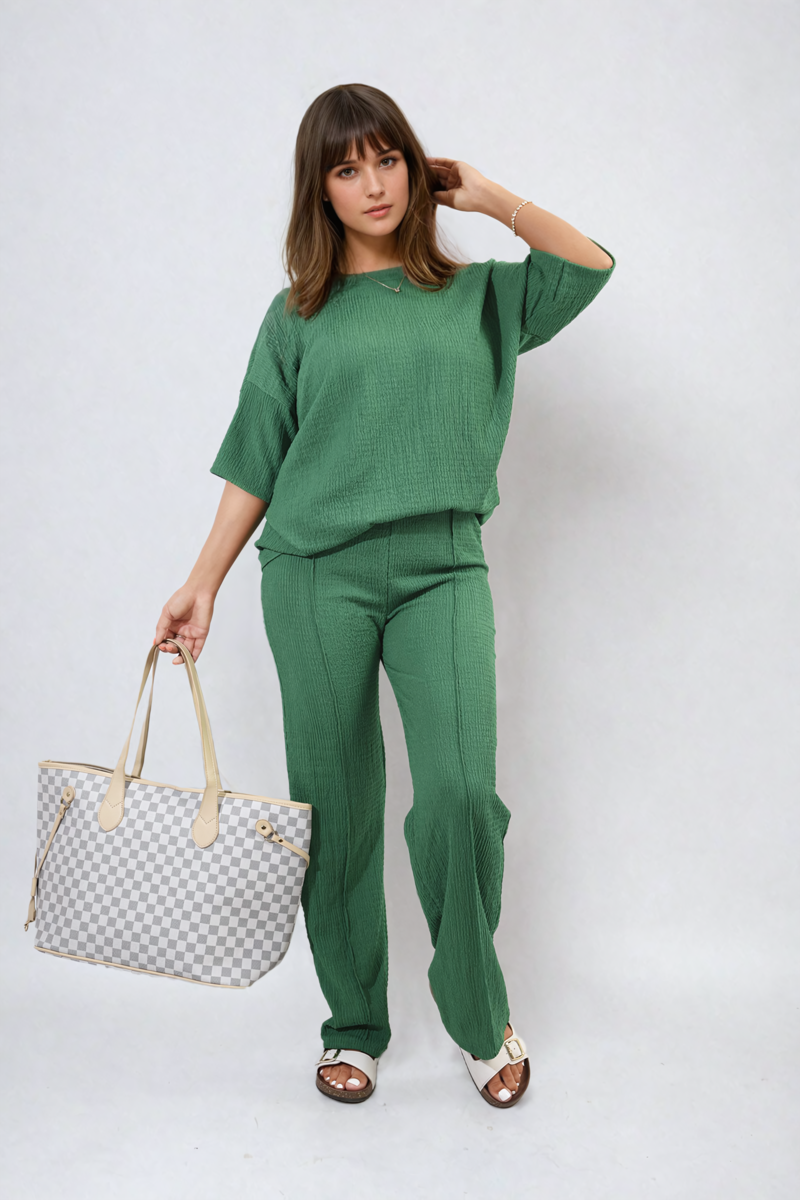 Cheesecloth Pattern Top and Trouser Co-ord Set