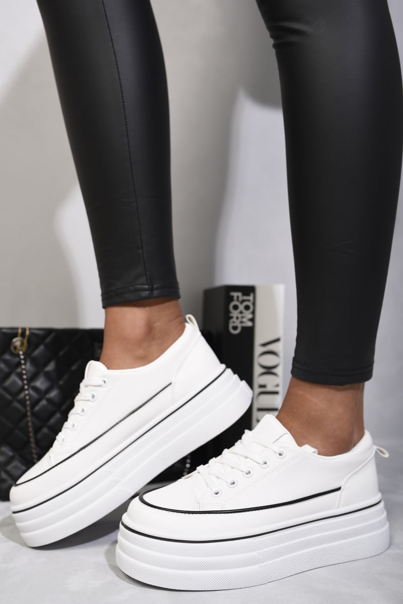 Platform Wedge Lace Up Trainers