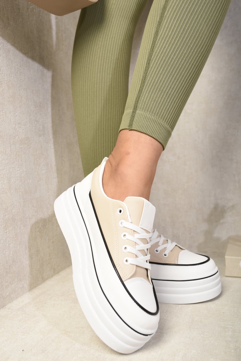 Platform Wedge Lace Up Trainers