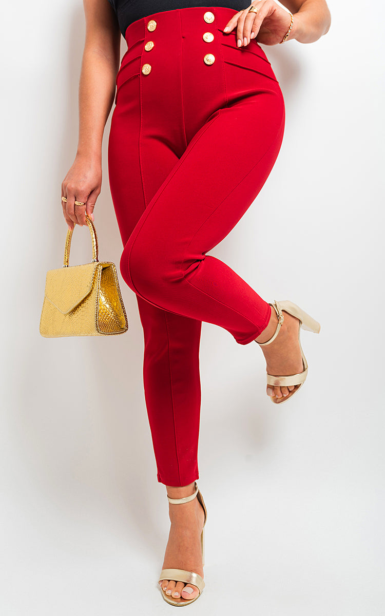 High Waisted Button Front Leggings