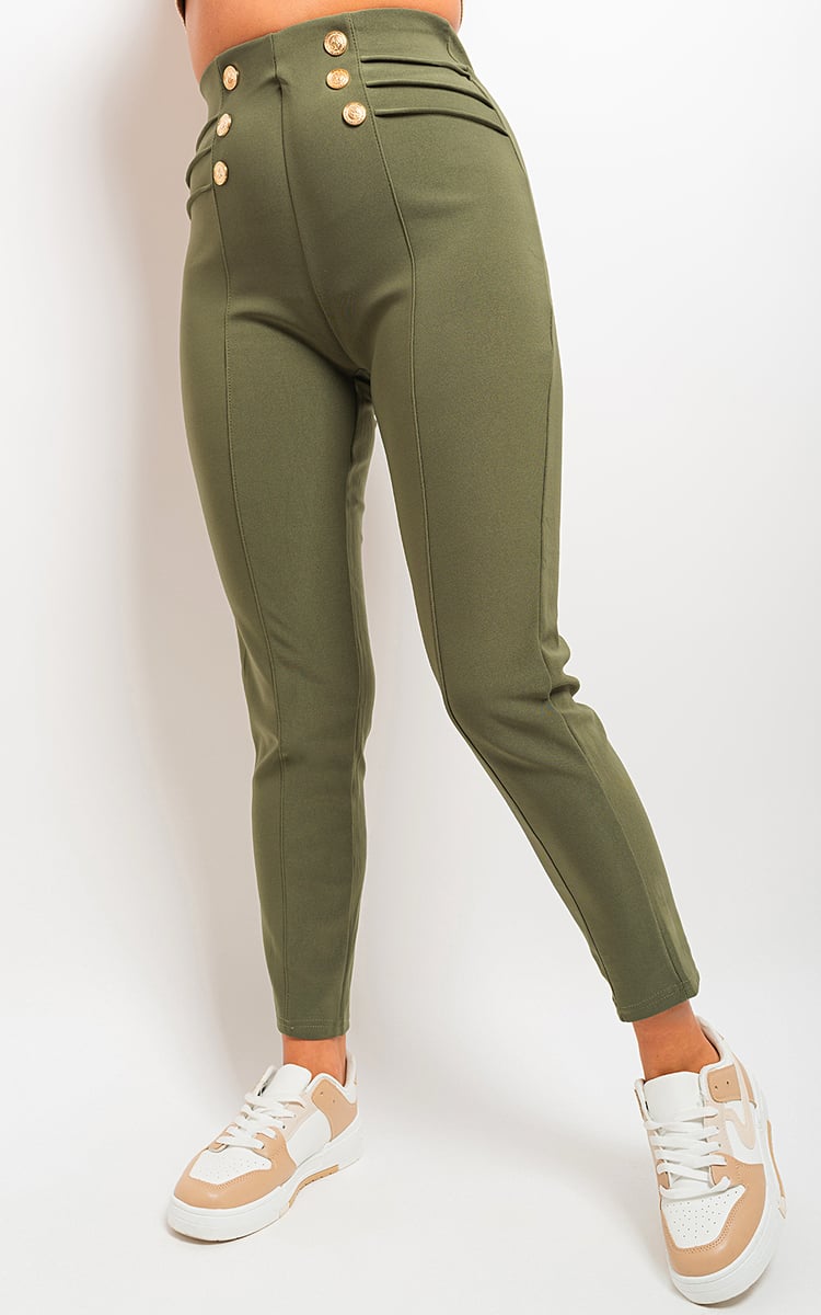 High Waisted Button Front Leggings