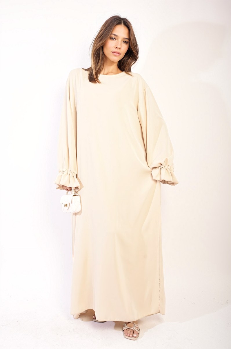 Abaya Maxi Dress with Elastic Sleeve