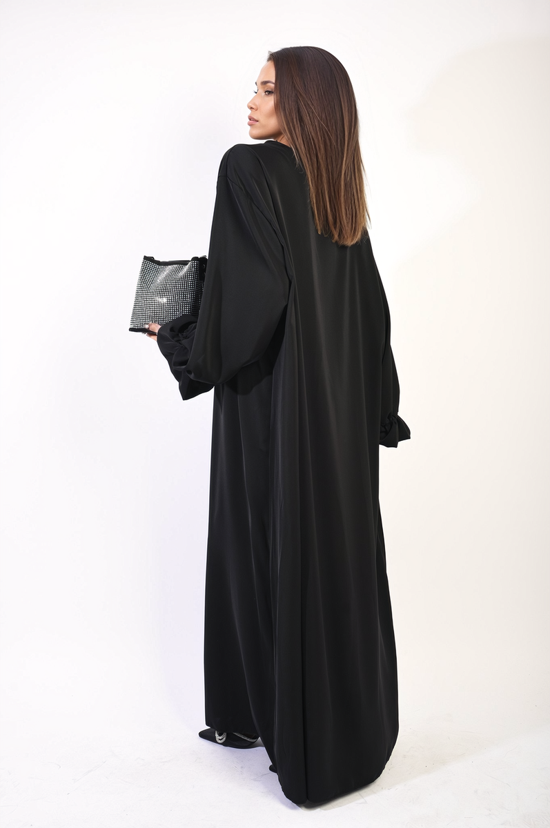 Abaya Maxi Dress with Elastic Sleeve