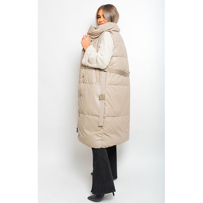 Belted Long Puffer Gilet