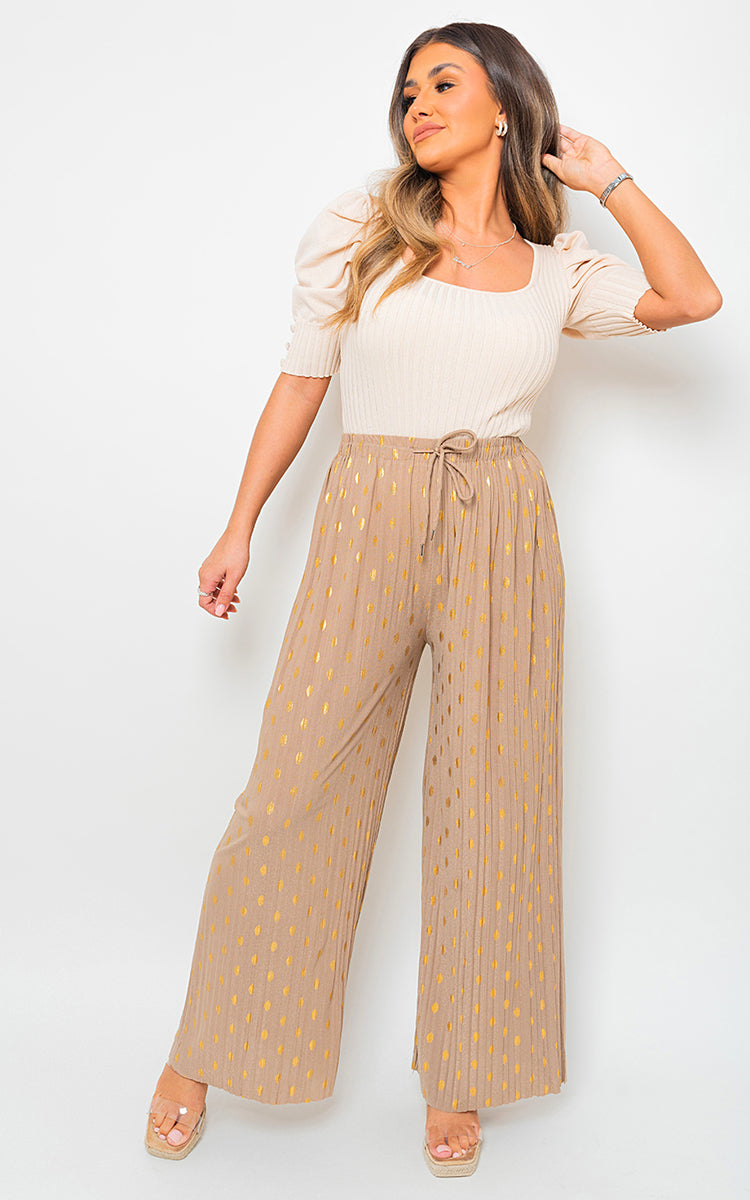 Gold Spot Pleated Trouser with Drawstring