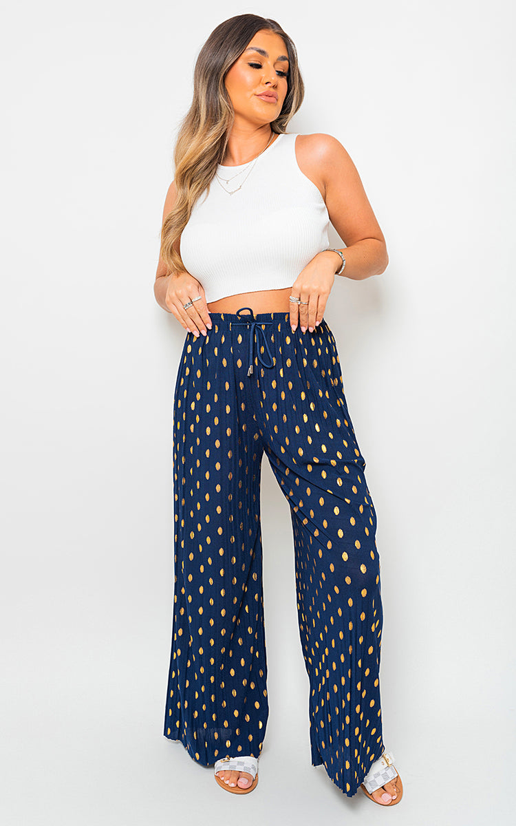 Gold Spot Pleated Trouser with Drawstring