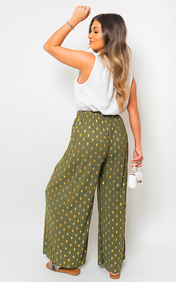 Gold Spot Pleated Trouser with Drawstring