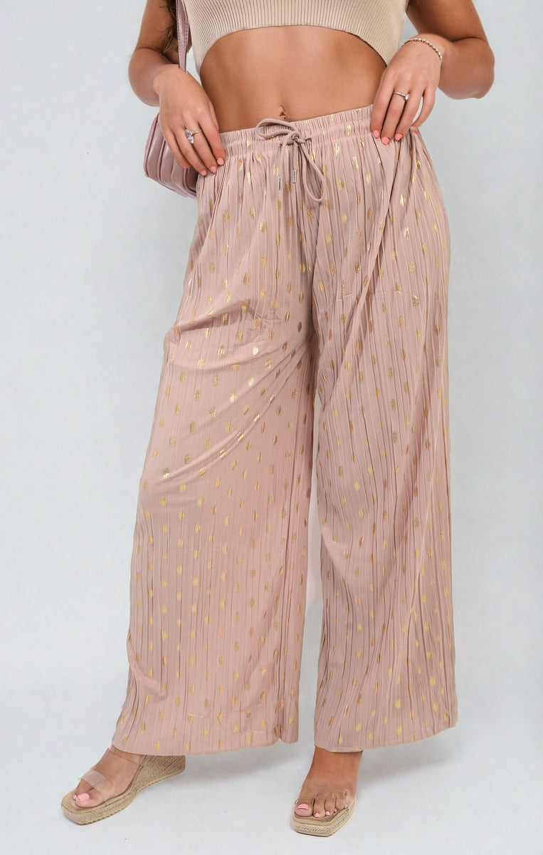 Gold Spot Pleated Trouser with Drawstring