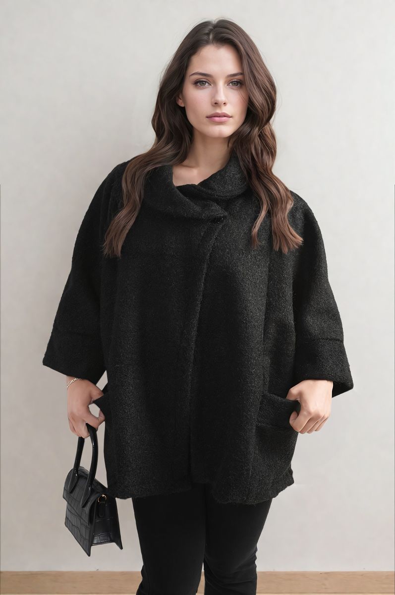 Cowl Neck Oversized Cape Jacket