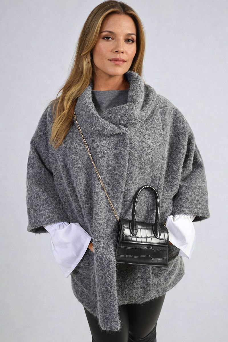 Cowl Neck Oversized Cape Jacket