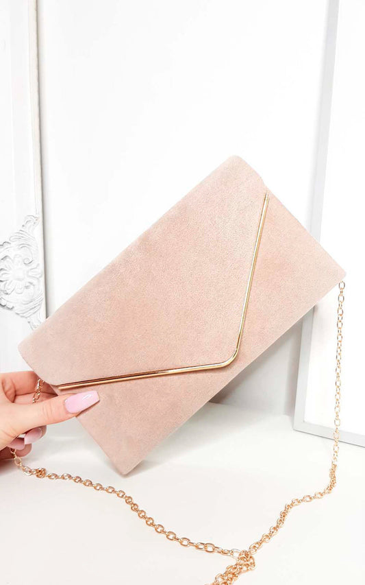 Faux Suede Envelope Clutch Bag