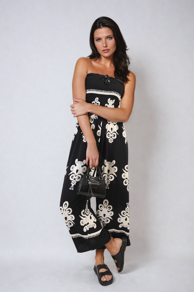 Printed Strapless Jumpsuit