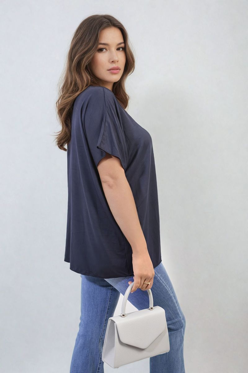 Short Sleeve V-Neck Loose Top