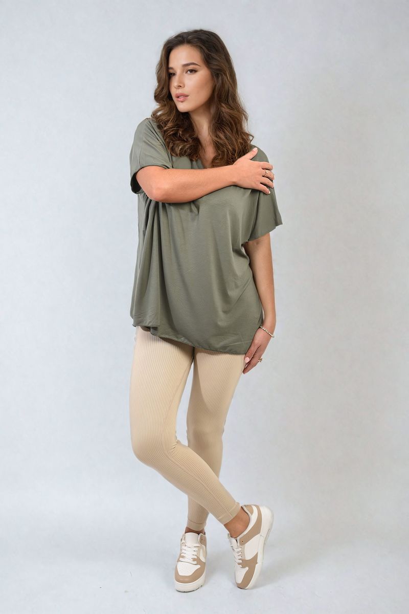 Short Sleeve V-Neck Loose Top