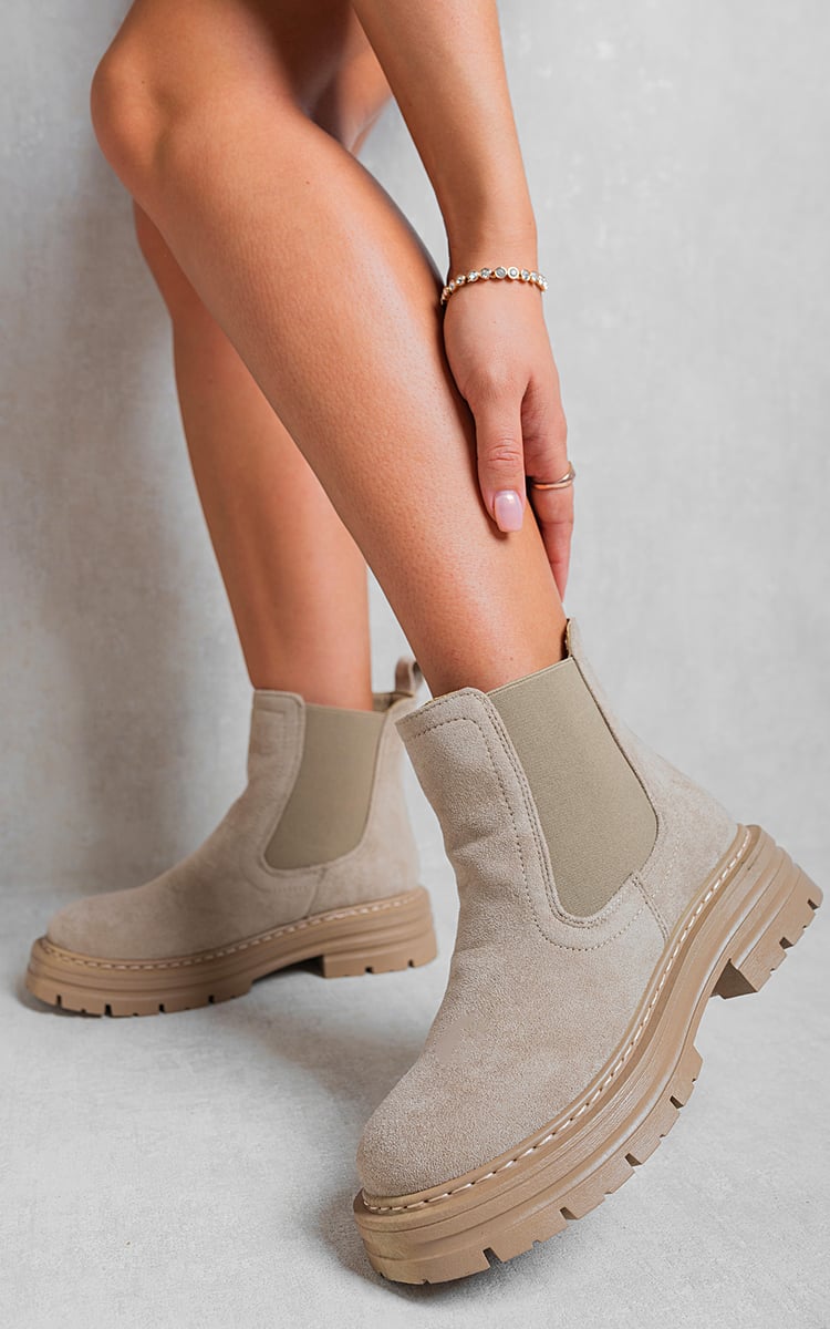 Chunky Chelsea Suede Ankle Boots