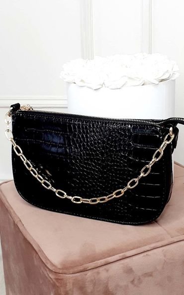 Croc Print Shoulder Bag