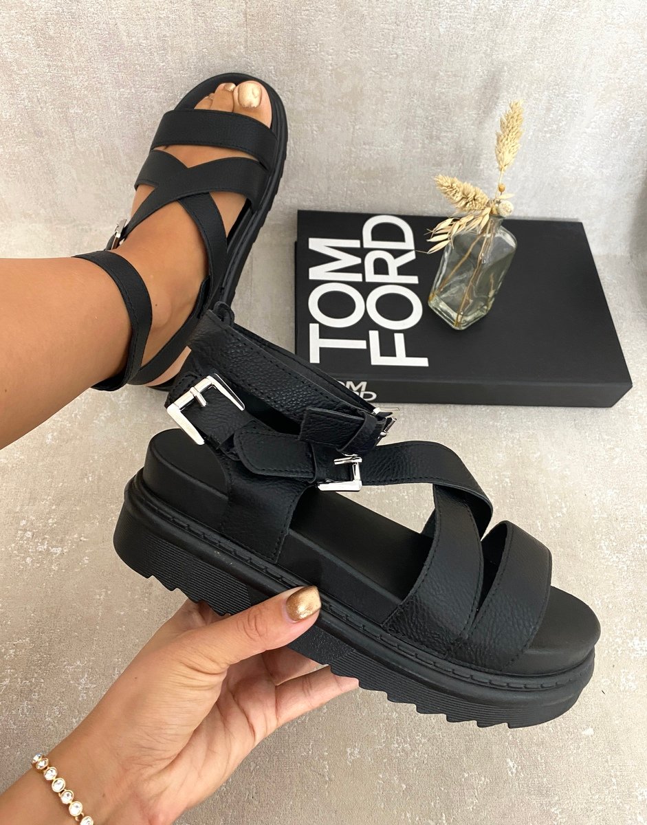 Criss Cross Ankle Strap Chunky Sandals