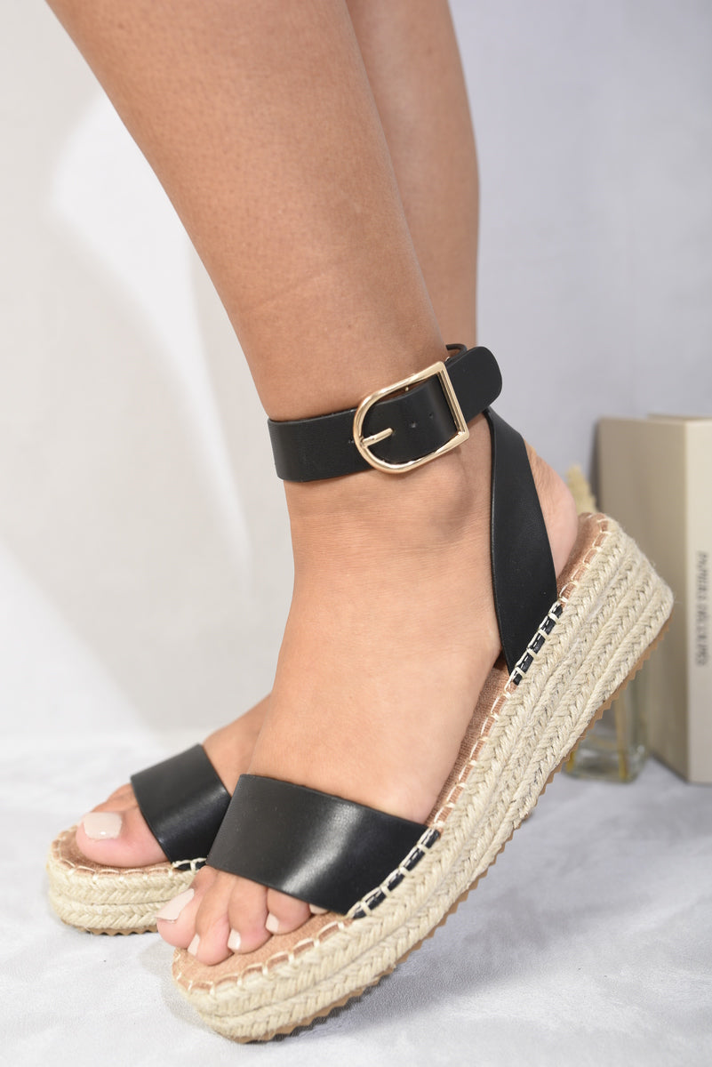 Open Toe Strappy Wedge Sandals