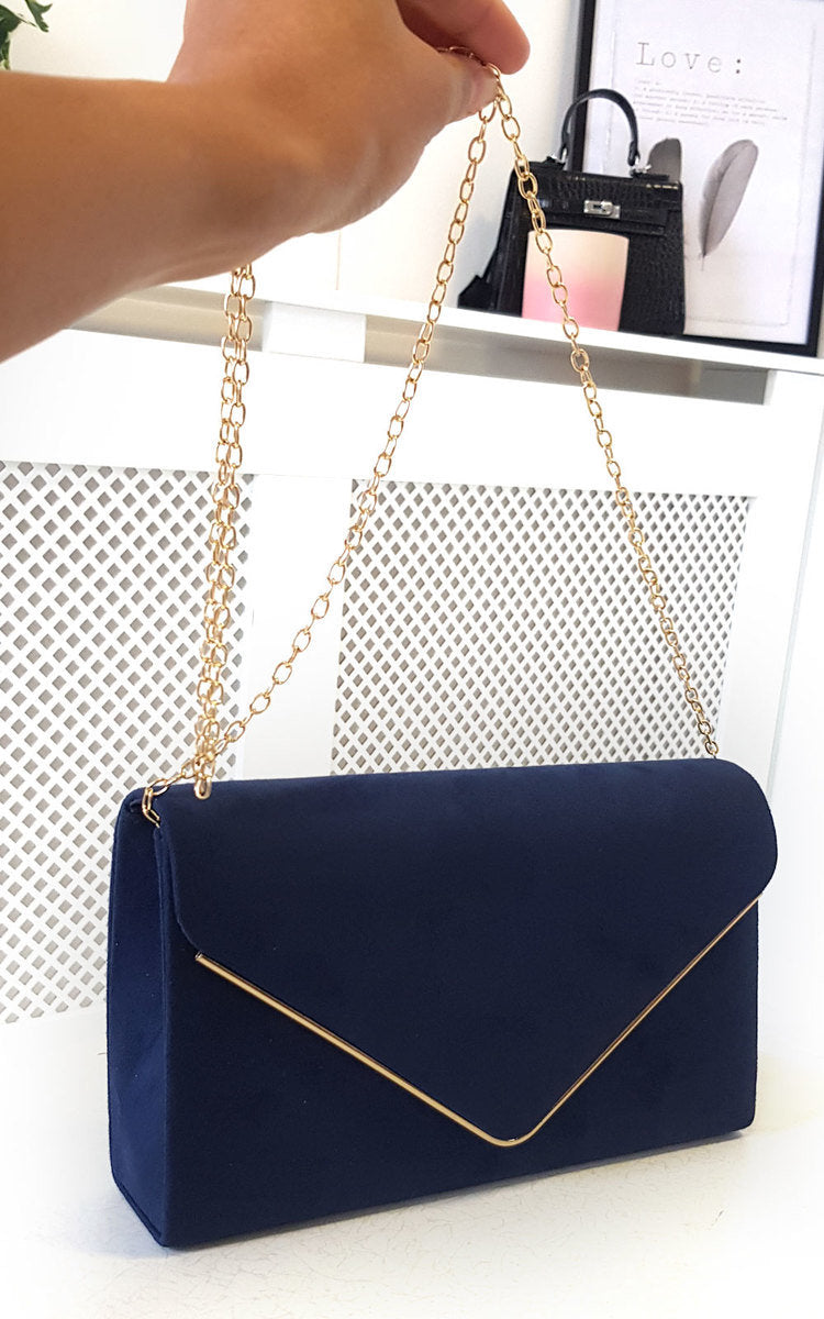 Faux Suede Envelope Clutch Bag