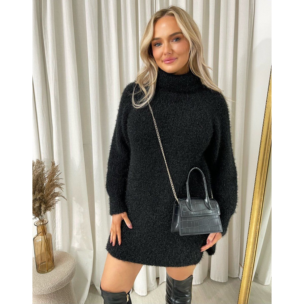 Chunky Roll Neck Knitted Jumper