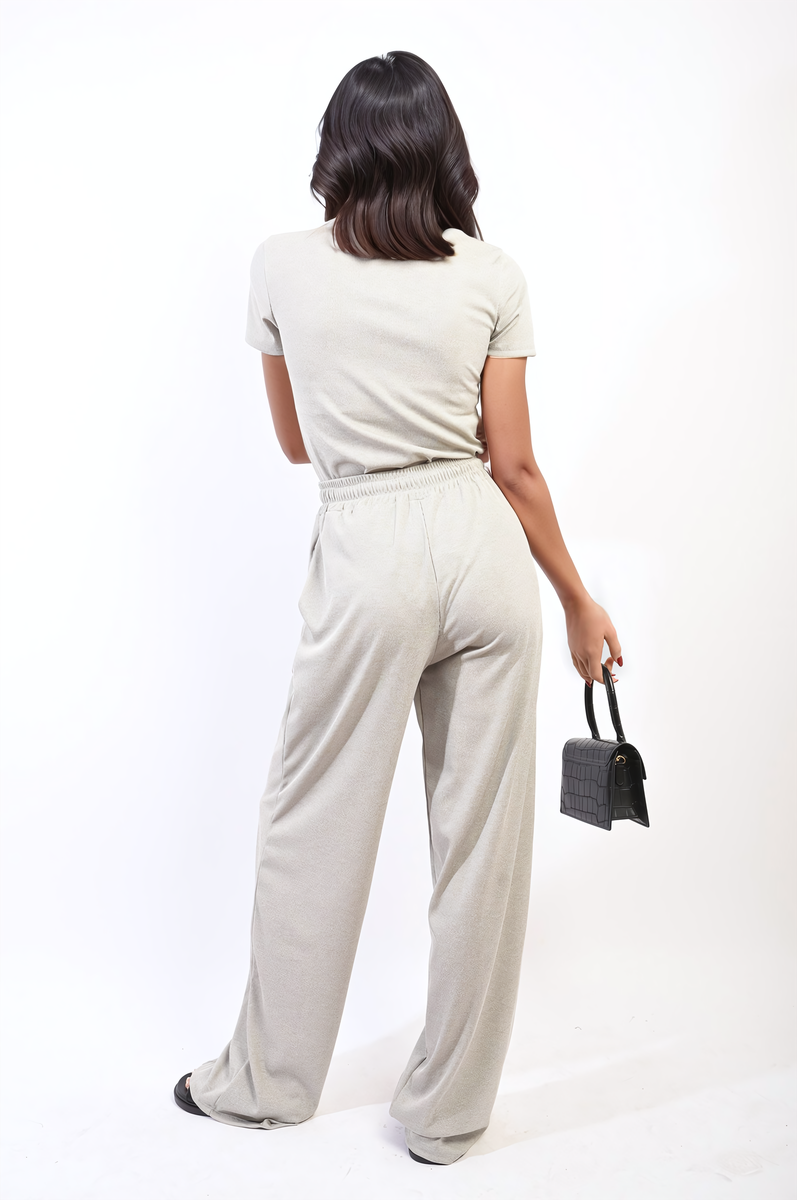 Short Sleeve BodySuit and High Waist Drawstring Trouser Co-ord Set