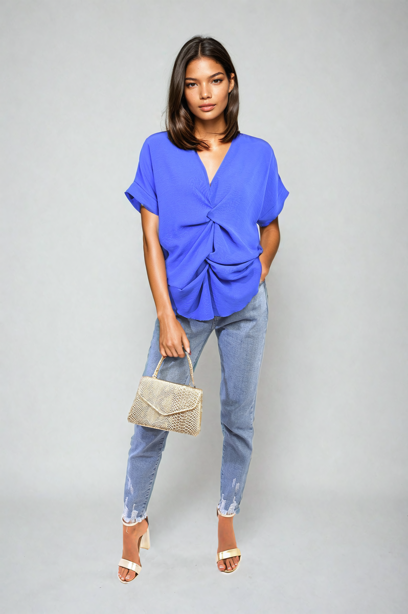 V-Neck Twist Front Top