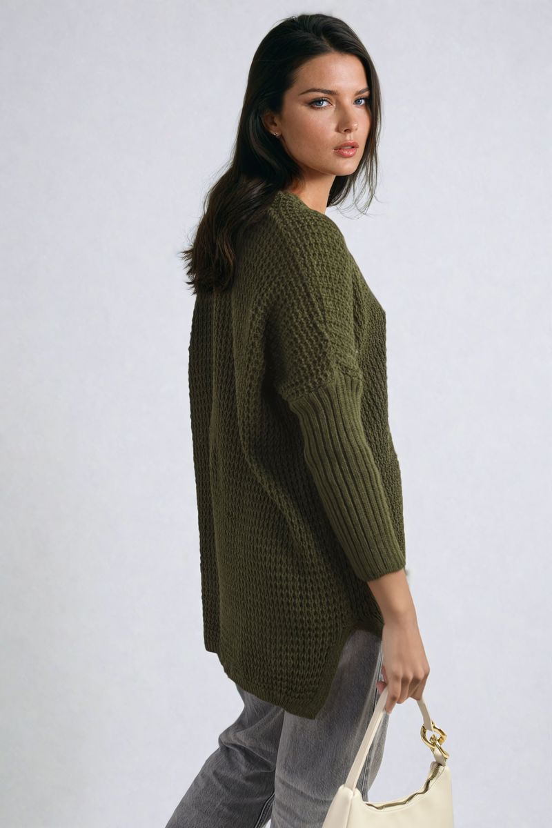 Long Back Knitted Long Sleeve Jumper