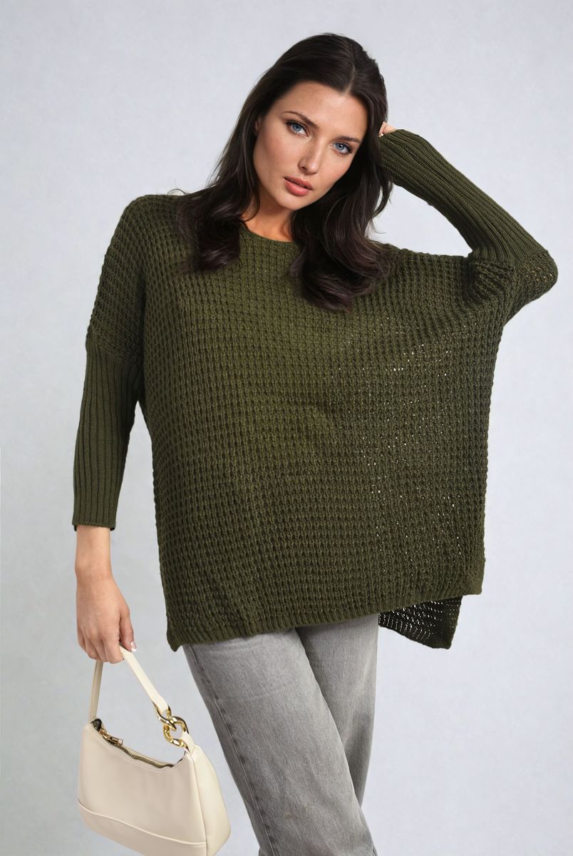 Long Back Knitted Long Sleeve Jumper