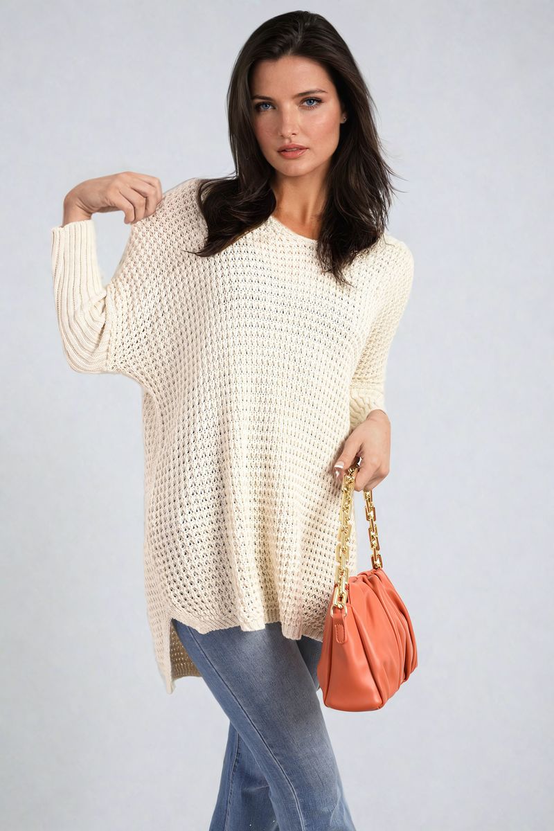 Long Back Knitted Long Sleeve Jumper