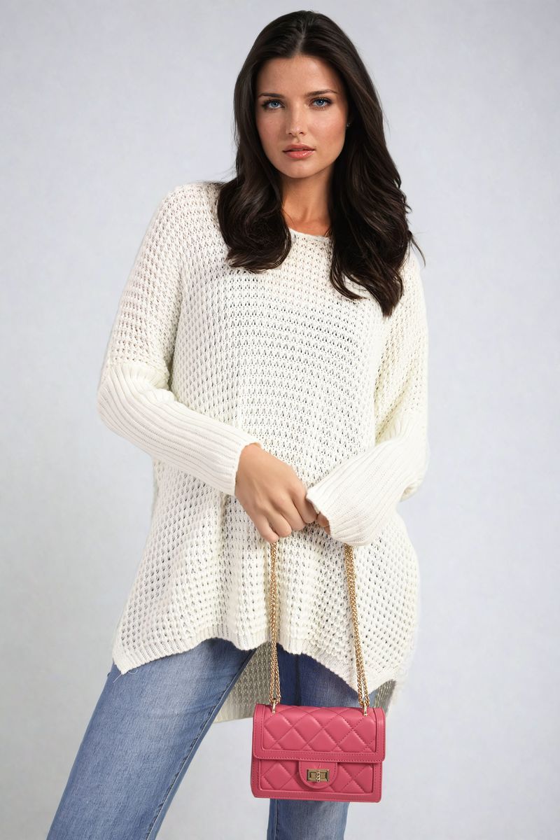 Long Back Knitted Long Sleeve Jumper