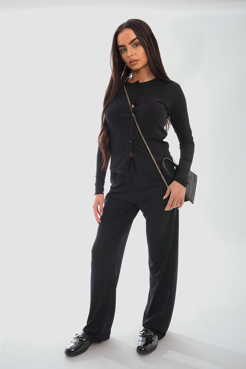 Long Sleeve Button Down Top & Trouser Co-ord Set