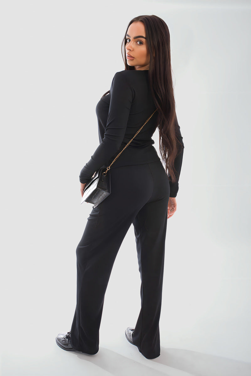 Long Sleeve Button Down Top & Trouser Co-ord Set