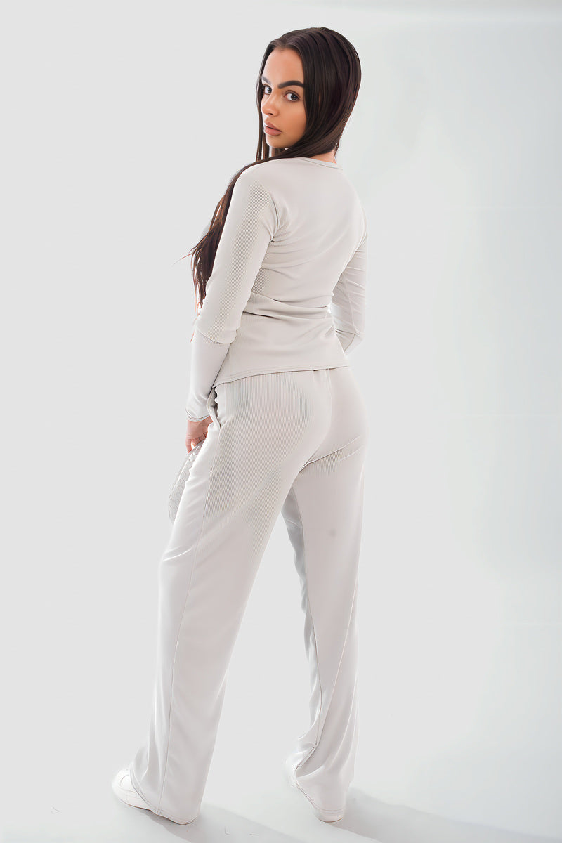 Long Sleeve Button Down Top & Trouser Co-ord Set