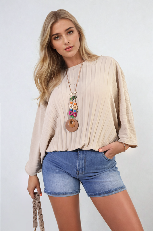Batwing Oversized Pleated Top
