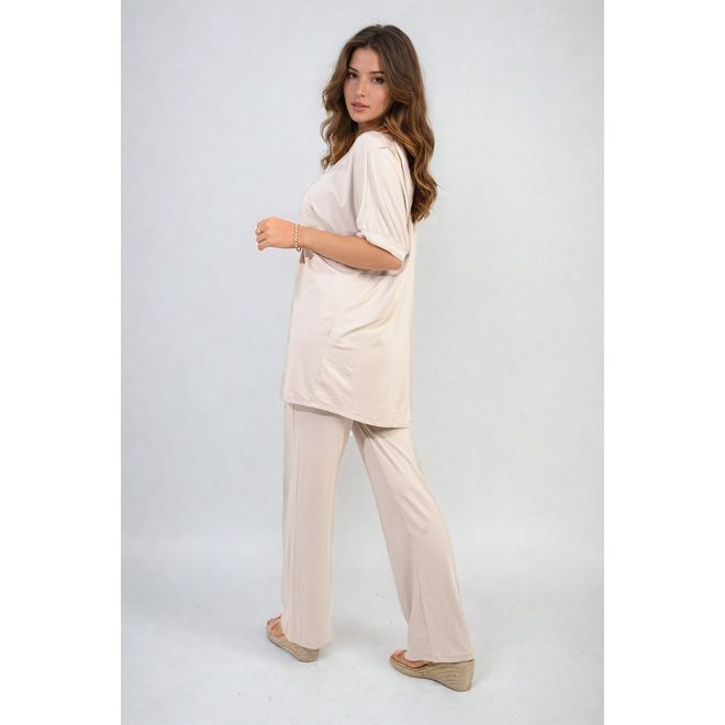 Twist Front Plunge Neckline Top and Trouser Co-ord Set