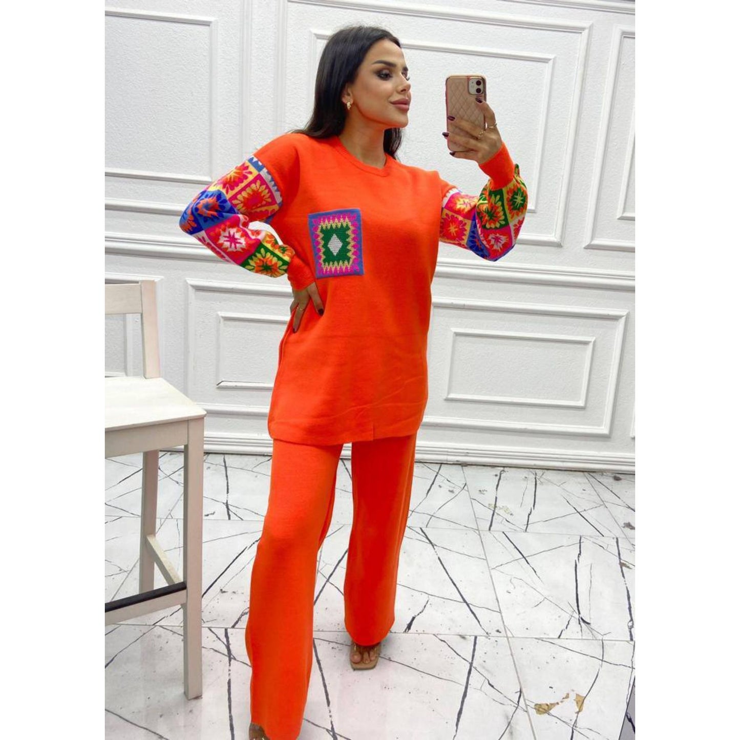 Bright & Colourful Knitted 2-Piece Pants Set