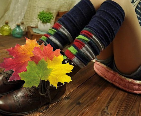 Colourful Plaid Wool Leg-Warmers