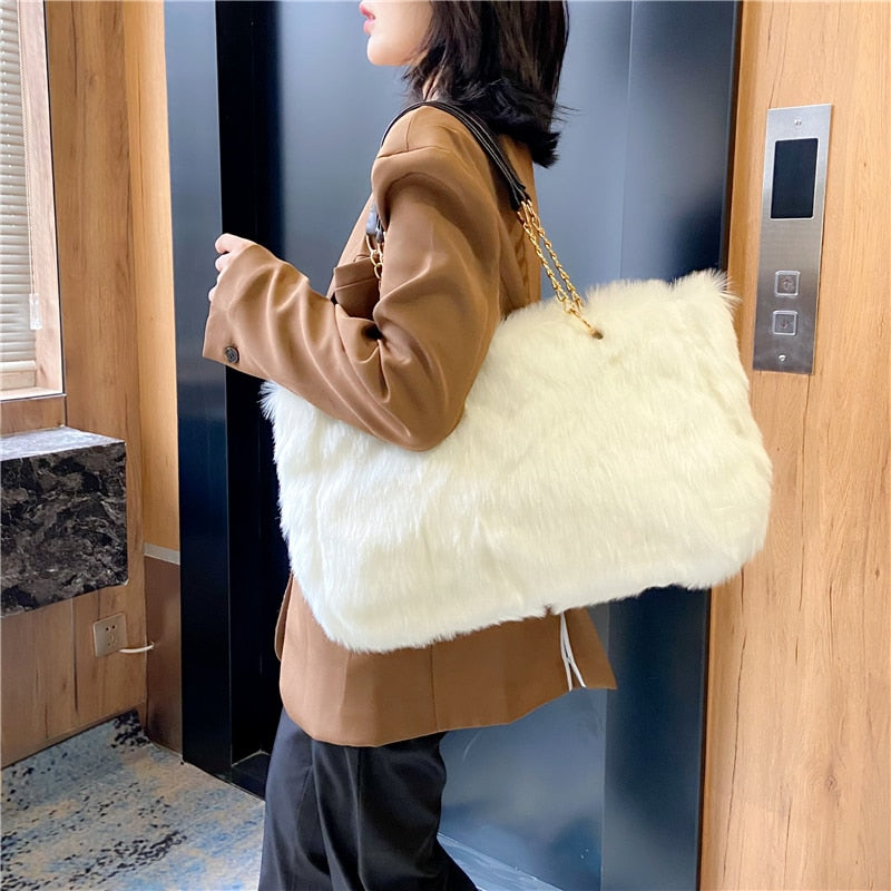 Luxurious Faux-Fur Tote Bag