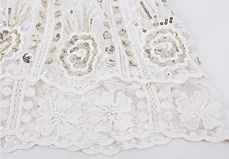 Lace Embroidery Blouse With Sequins