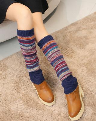Colourful Stripe Wool Leg-Warmers/Boot Gaiter