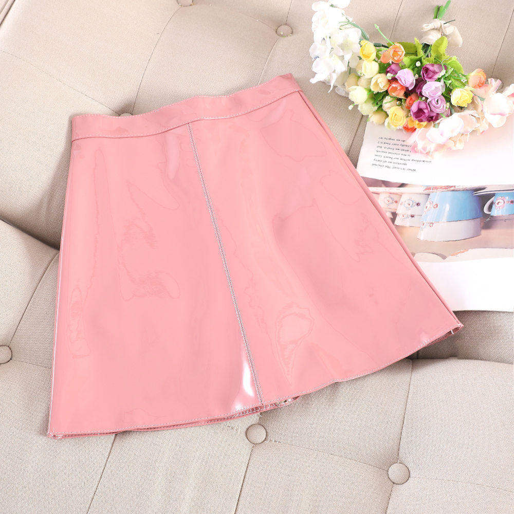 Shiny PU Leather Mini Skirt With Shorts Lining