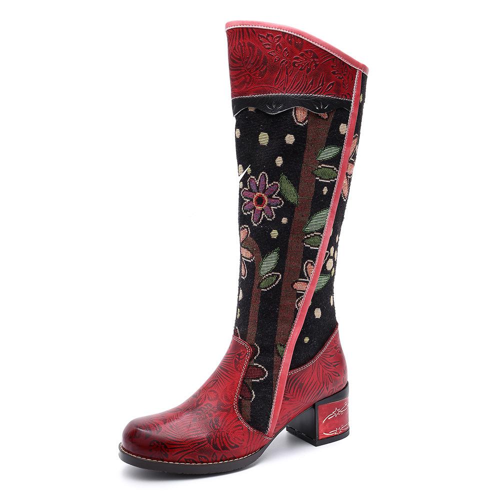 Handmade Printed Leather Boots
