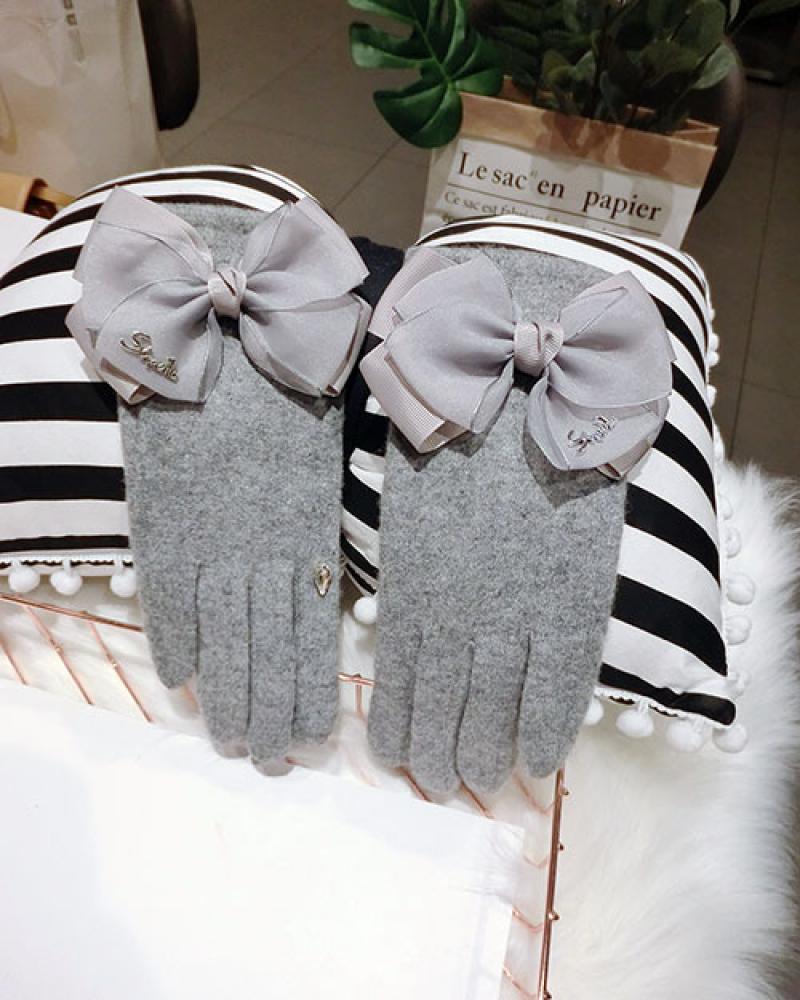 Cashmere Bow-Knot Gloves